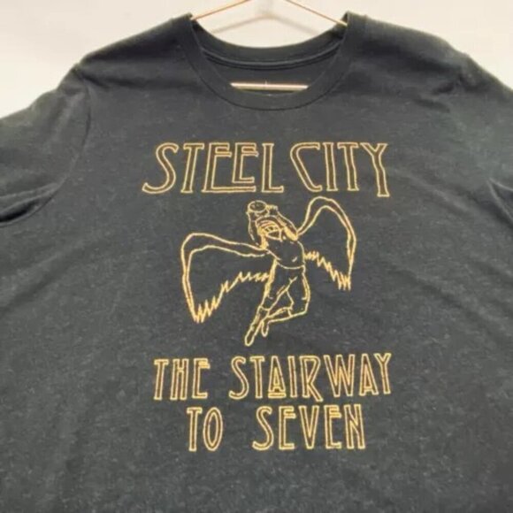 Steel City Stairway To Seven Shirt Adult Large Dark Gray Yellow Graphic Logo EUC - Picture 5 of 5